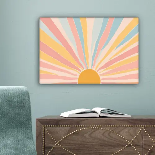 Illustratie - Zon - Pastelkleuren canvas 2cm klein -sfeer4