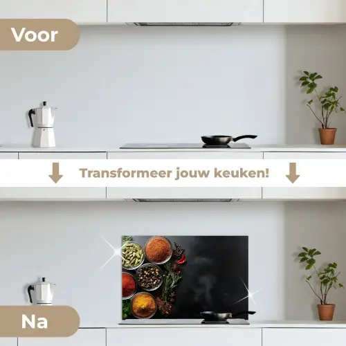 Glazen - Bakjes - Blaadjes - Kruiden keuken achterwand spatscherm klein -voor_na_NL