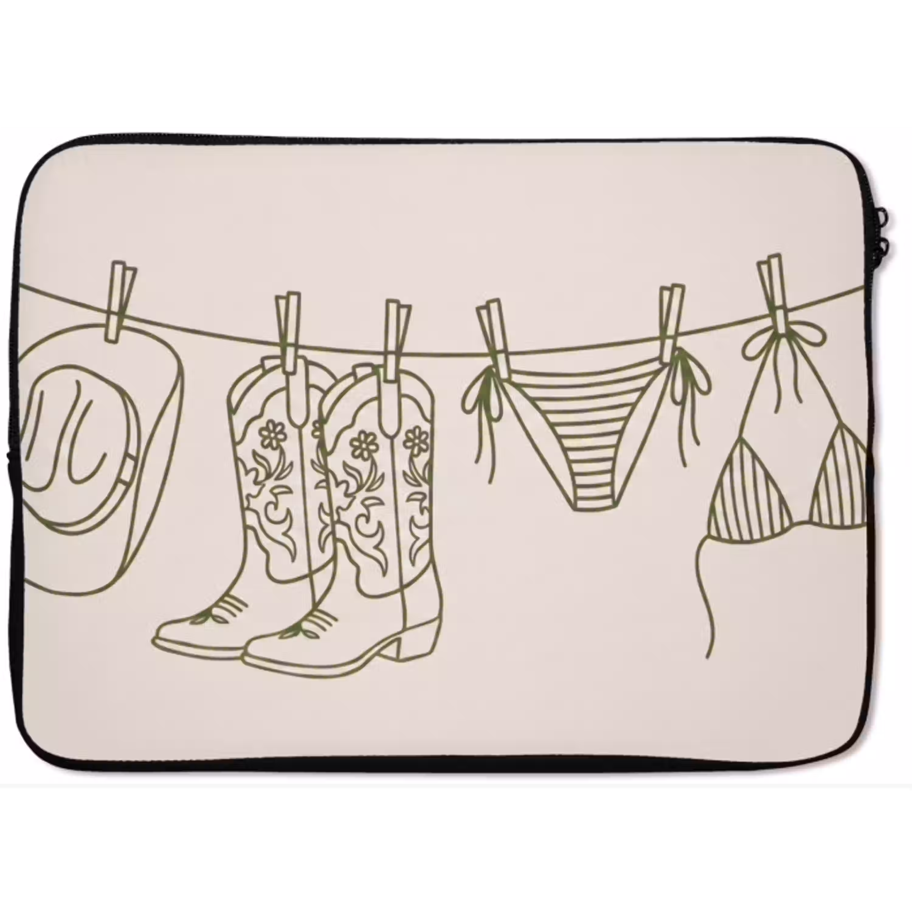 Kleding - Waslijn - Zomer - Lijntekening - Groen laptophoes neopreen klein -zkaufland3dotto
