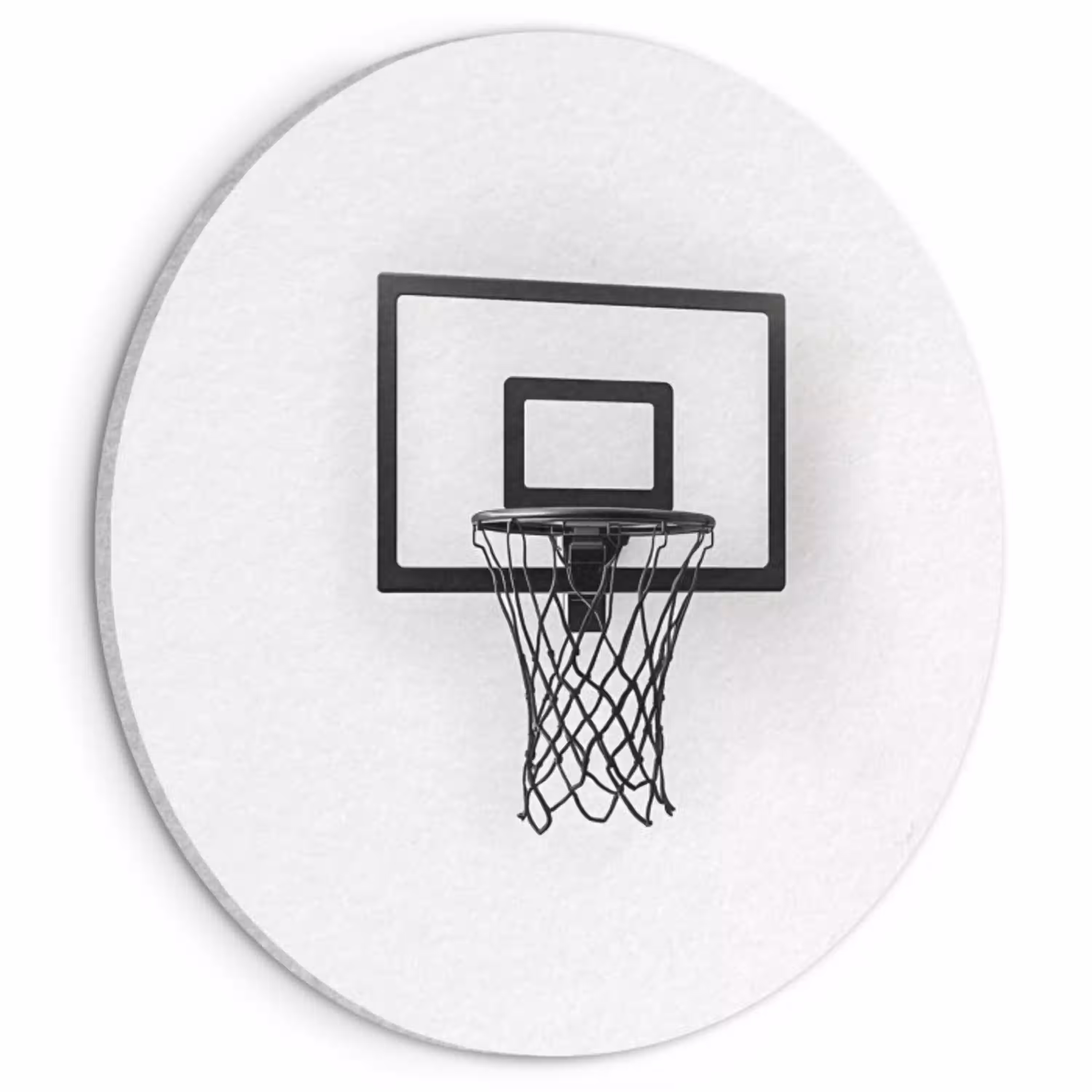 Basketbalbord - Minimalistisch - Zwart Akoestische PET Vilt - Rond klein -3d