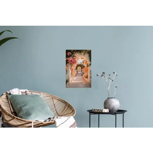 Doorkijk - Boog - Bloemen - Pastel Muursticker klein -plant