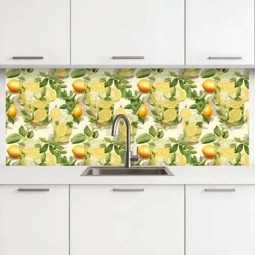 Citroen - Drankje - Glas - Munt keuken achterwand 2 middel 871 -3d