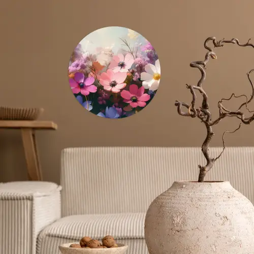 Bloemen - Kleurrijk - Bloei Wandcirkel behangsticker klein -sfeer1