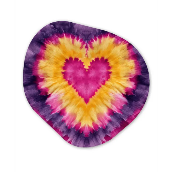 Tie dye - Hartvorm - Vlammen - Oranje Wandcirkel Organisch Forex 3mm klein -3d