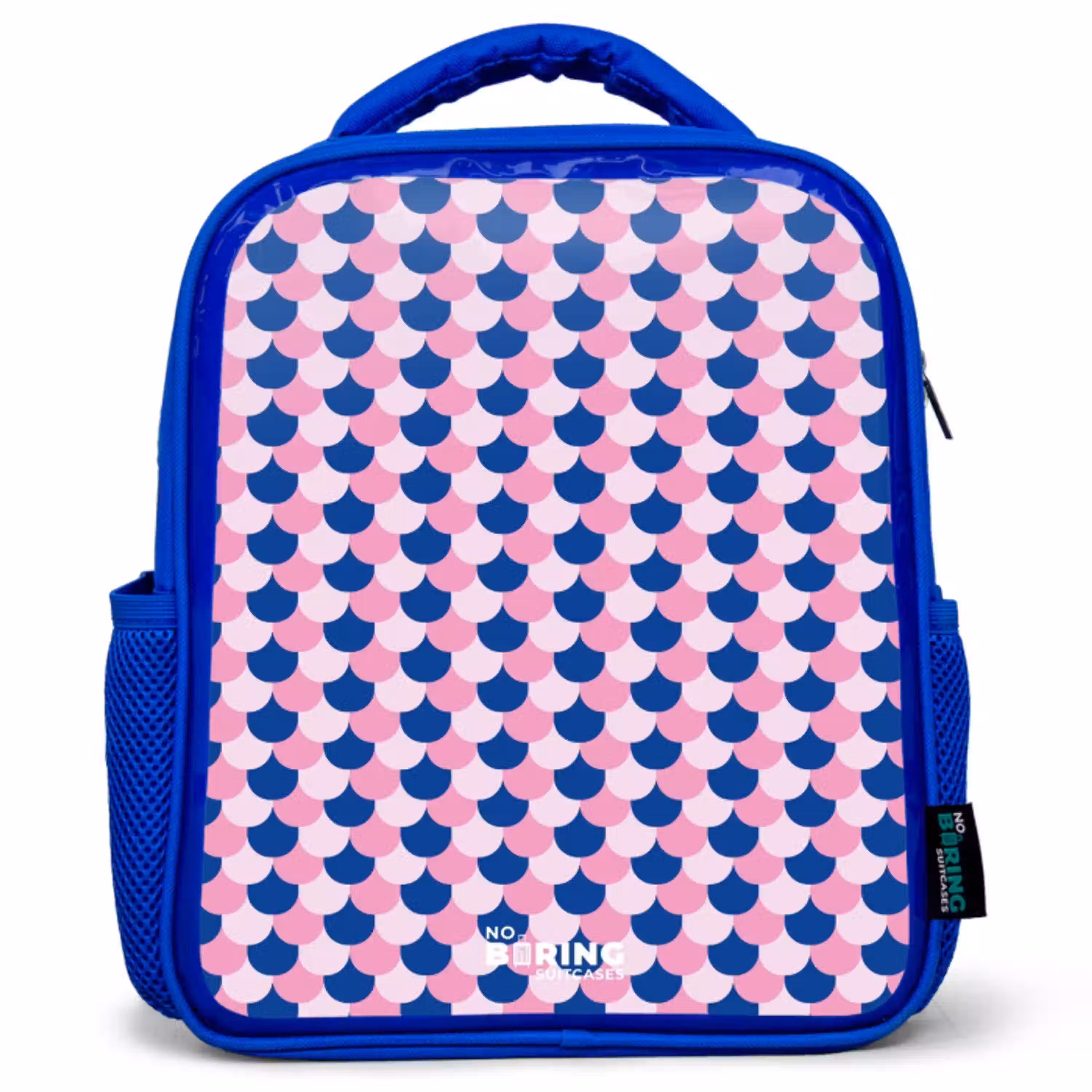 Schubben - Patroon - Blauw - Roze Kinderrugzak - Blauw middel -3d