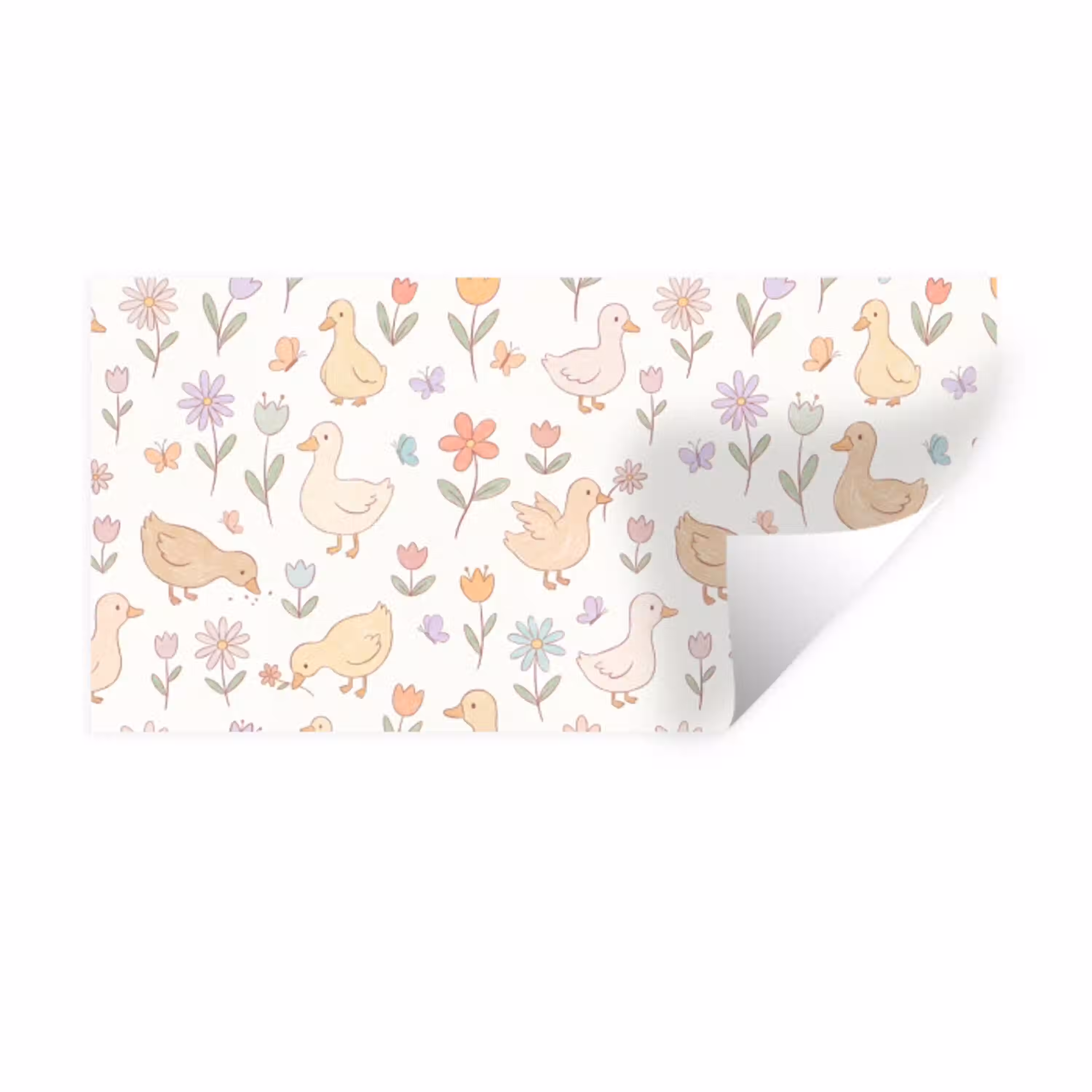 Vogel - Bloemen - Patroon - Pastel - Dieren Muursticker klein -3d