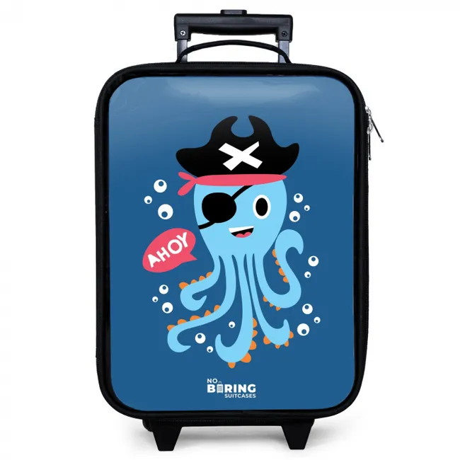 Piraten octopus met een hoed Kinderkoffer - Zwart klein -zzz_website3d