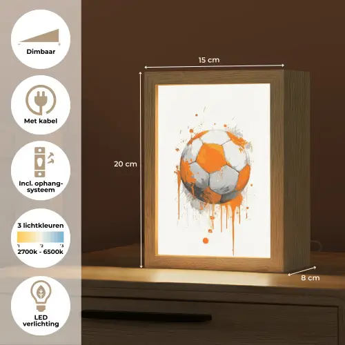 Voetbal - Abstract - Oranje - Verfspatten Light Box met kabel klein -USP_NL