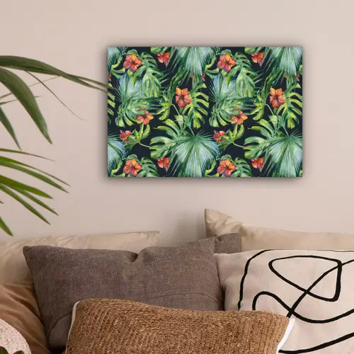 Bladeren - Bloemen - Jungle - Tropisch canvas 2cm klein -sfeer1
