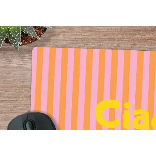 Verticaal - Strepen - Oranje - Ciao bella muismat rubber klein -closeup