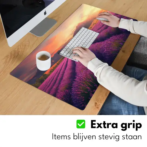 Lavendelveld - Quote - Zonsondergang Muismat XXL klein -sfeer3