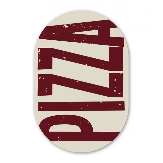 Pizza - Vintage - Decoratie - Japandi Wandcirkel Ovaal Glas middel -3d