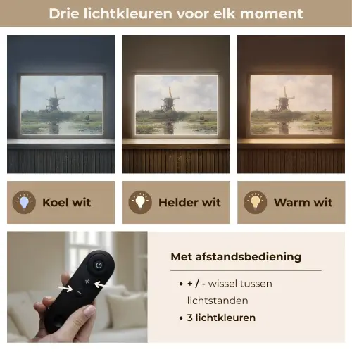 Molen - Willem Roelofs - Oude meesters - Kunst Light Box met batterij (Wandlamp) middel -USP_lichtkleurNL