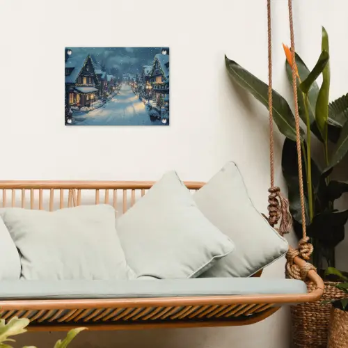 Kerstdorp - Kerst - Sneeuw - Winter tuinposter los doek klein -sfeer7