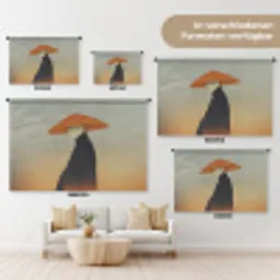 Minimalistisch - Silhouet - Oranje Wandkleed katoen klein -tsfeer8_DE