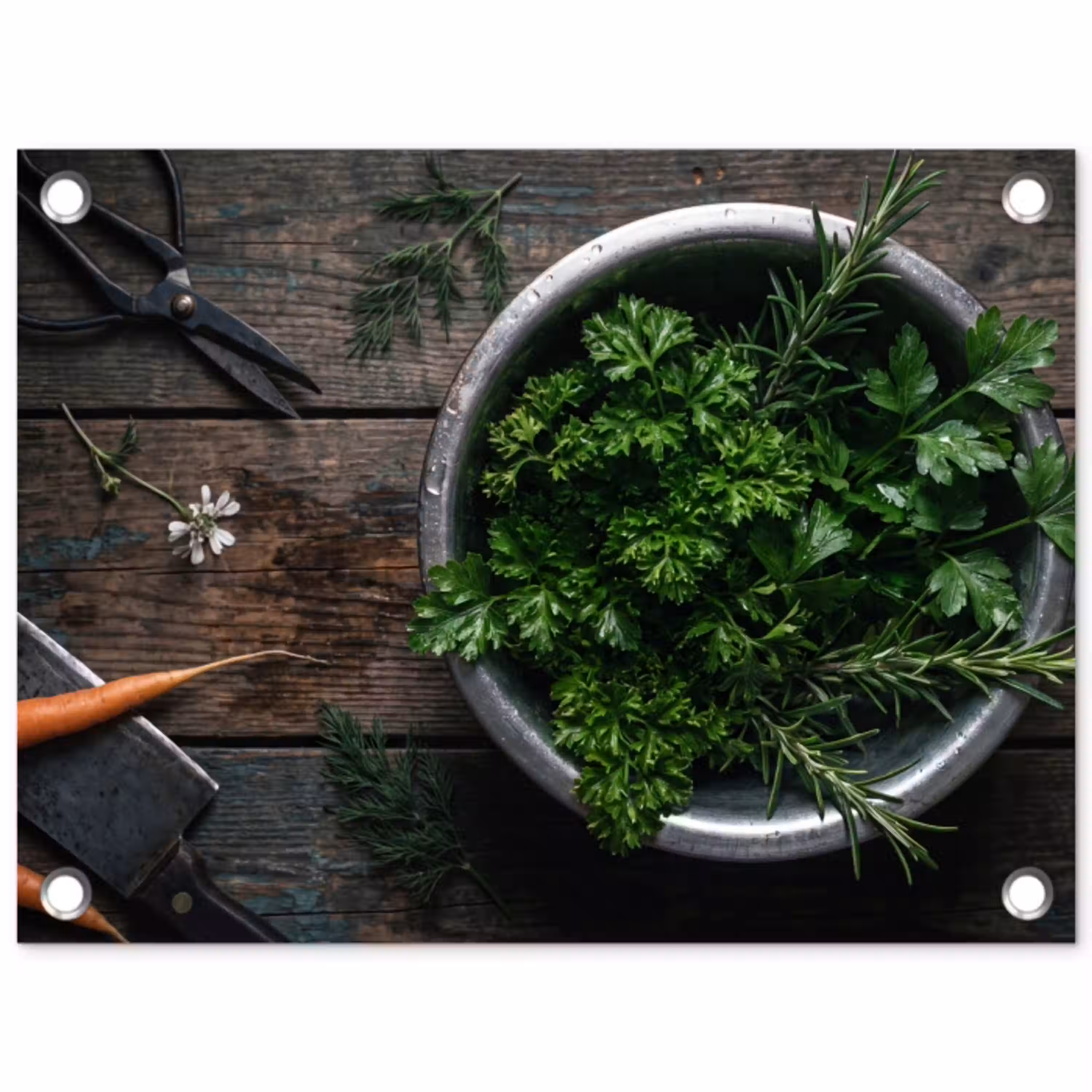 Groenten - Hout - Eten tuinposter los doek klein -3d