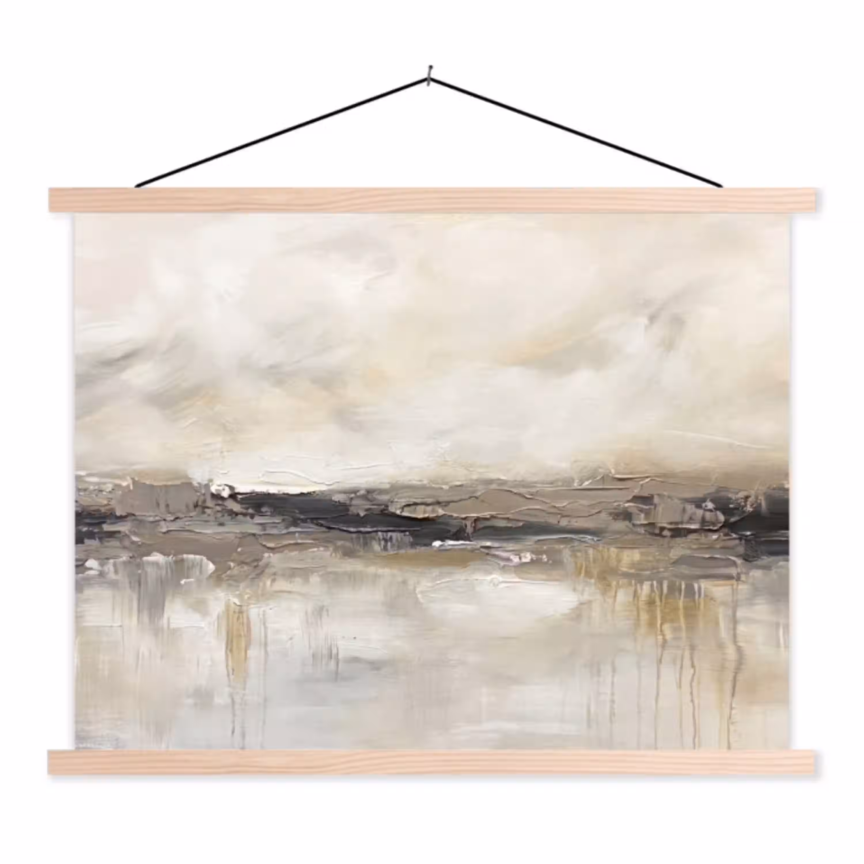 Landschap - Horizon - Natuur - Abstract - Neutraal textielposter latten blank klein -3d