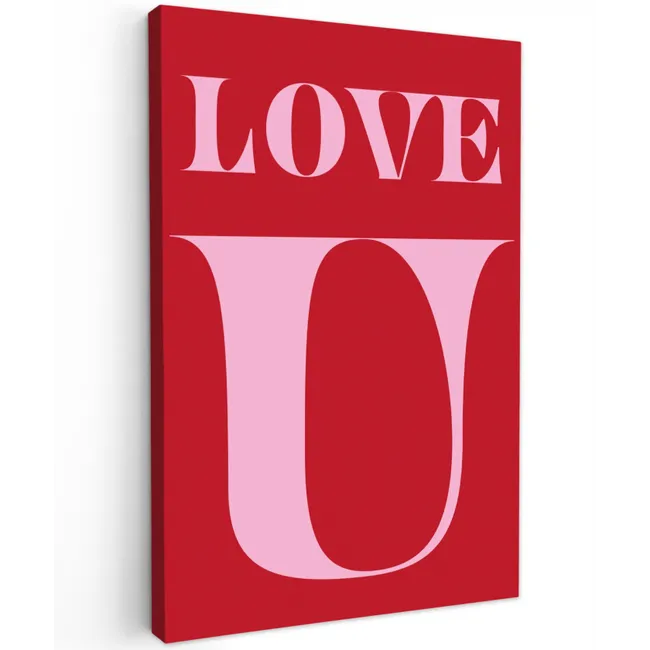 Rood - Love - Valentijn - Roze Tuinposter op houten frame 2 cm dik klein -3d