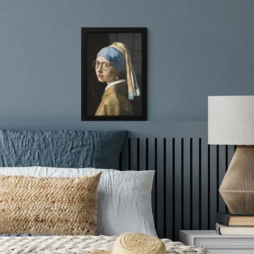 Meisje met de parel - Johannes Vermeer - Bril fotolijst zwart zonder passe partout klein -sfeer3