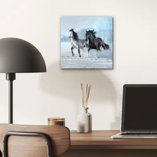 Paarden - Winter - Dieren - Natuur - Sneeuw aluminium wit klein -sfeer5