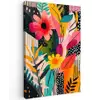 Schilderij - Abstract - Bloemen - Roze canvas 2cm klein -z3d