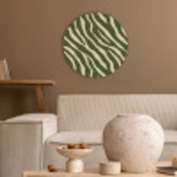 Zebra - Patroon - Groen Akoestische PET Vilt - Rond klein 838 -sfeer1