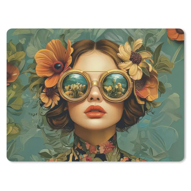 Mouse Pad - Woman - Flowers - Butterflies - Nature - Vintage