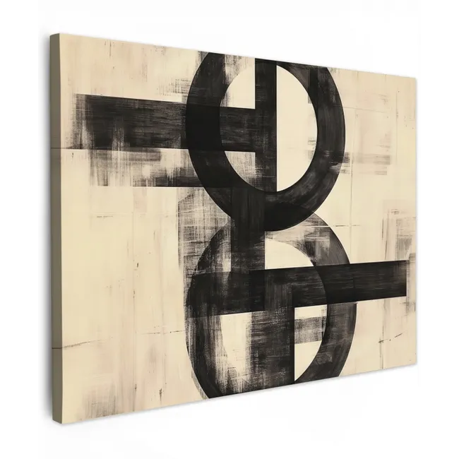 Leinwandbild - Kreise - Balken - Schwarz - Abstrakt