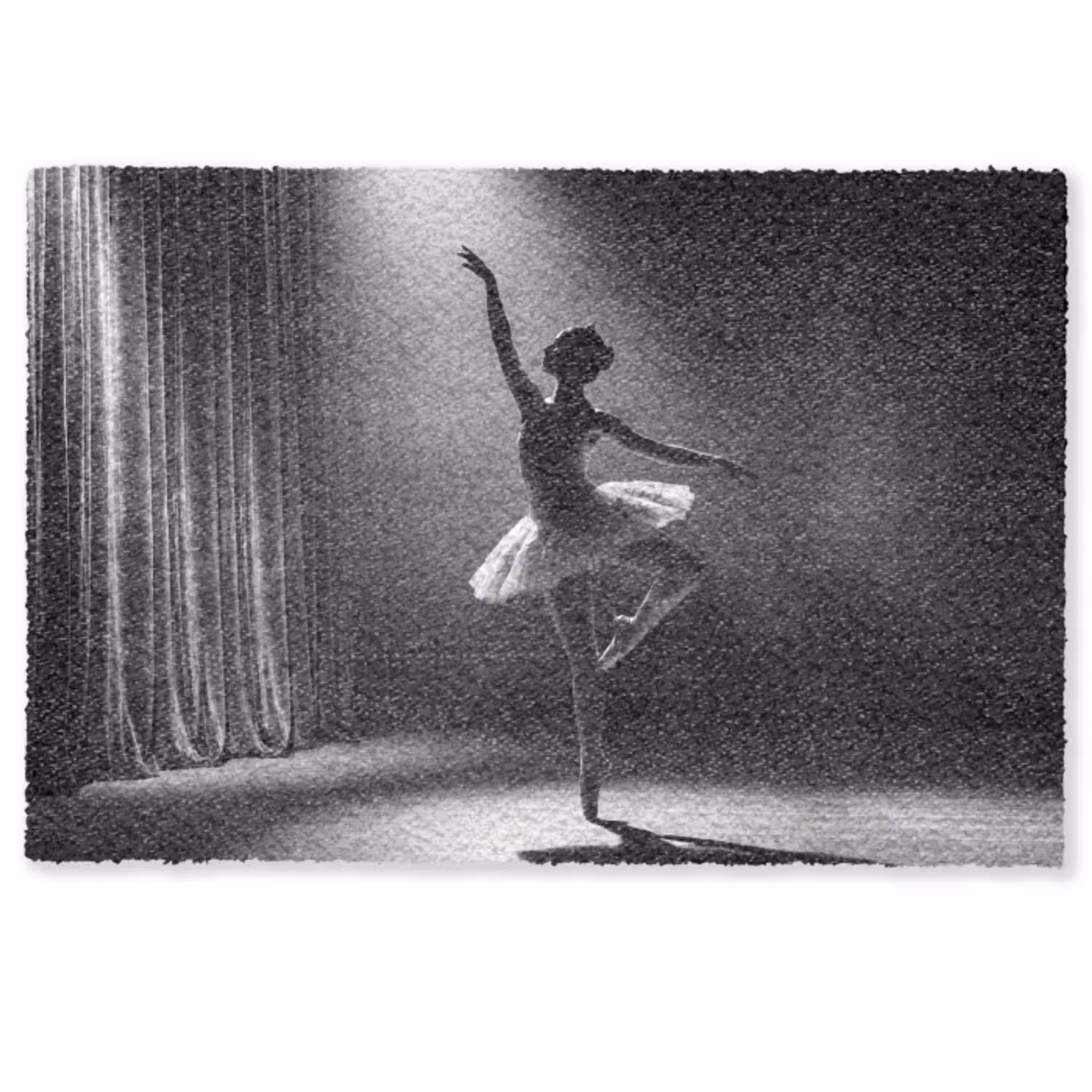 Danser - Podium - Zwart-wit - Kunst - Klassiek Deurmat klein -zkaufland3d