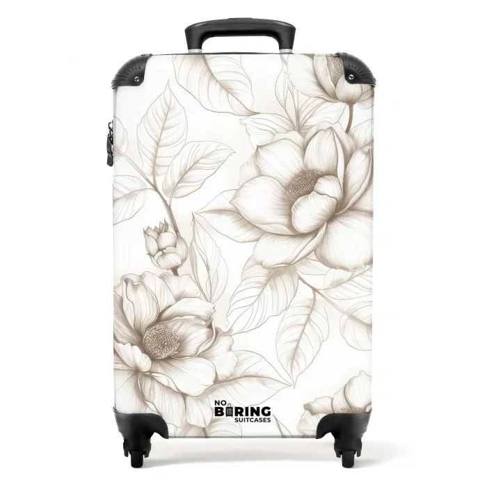 Vintage bloemen - beige en crèmewit NBS - Handbagage koffer - Kinderen Unisex middel -productfoto_recht