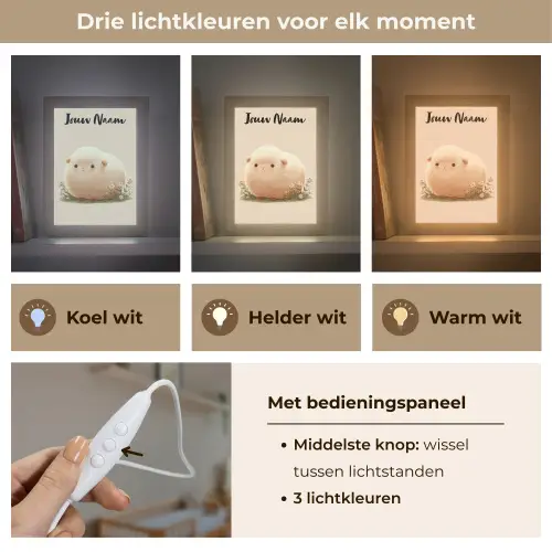 Schaap - Beige - Bloemen Light Box met kabel (Kinderlampje) klein -USP_lichtkleurNL