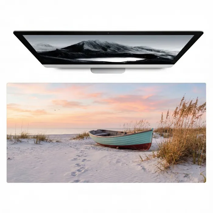 Rustiek - Roeiboot - Zandstrand Muismat XXL klein -zzz3d