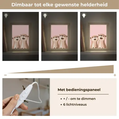 Otters - Glimlach - Bruin Light Box met kabel klein -USP_dimbaarNL