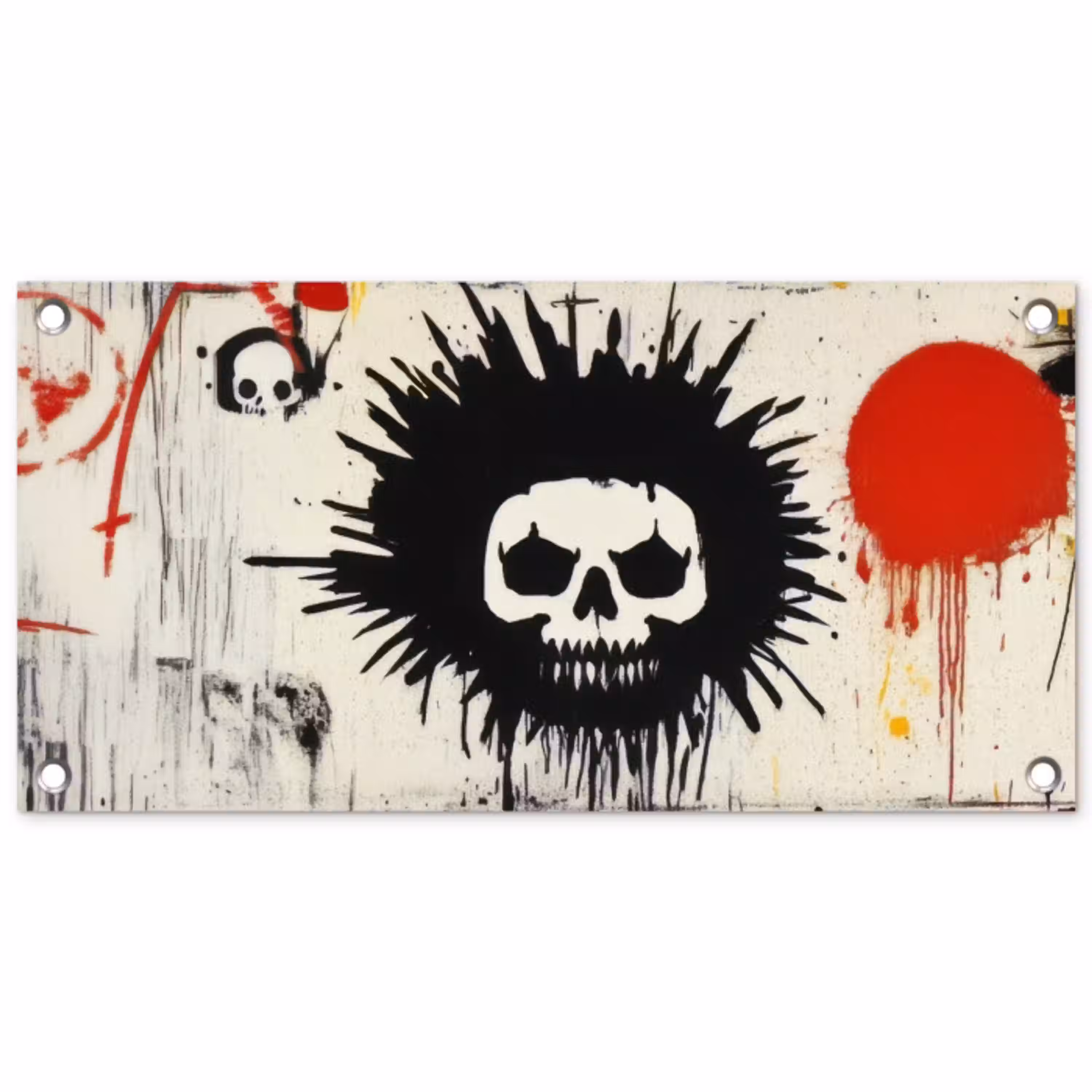 Graffiti - Schedel - Abstract - Rood tuinposter los doek klein -3d