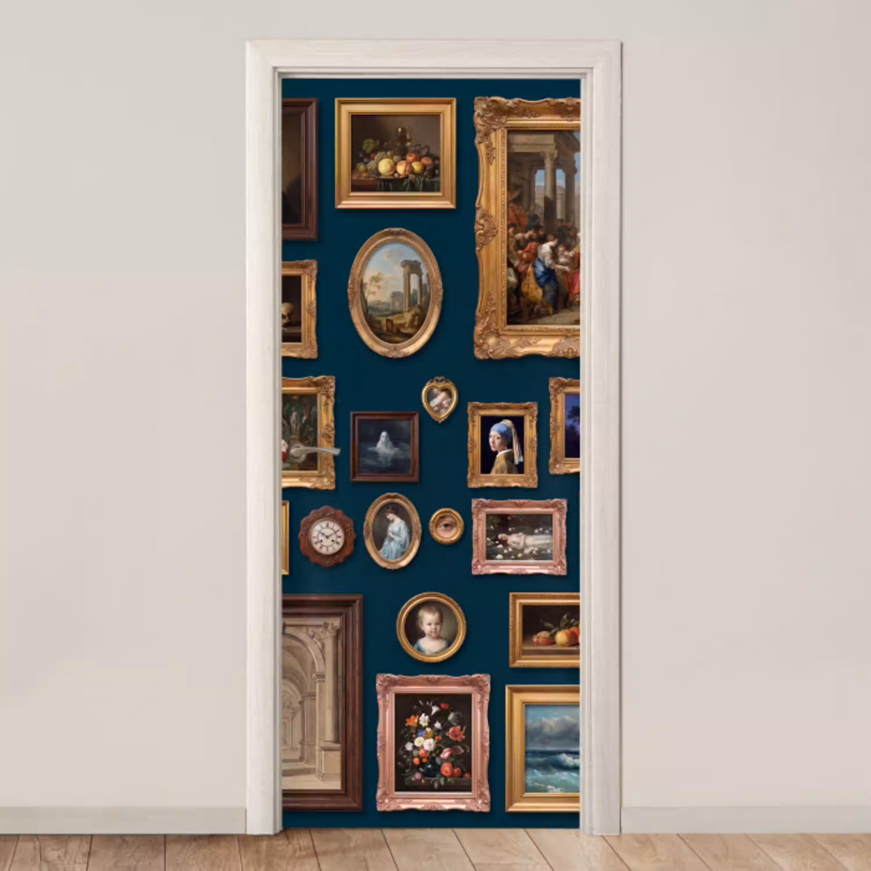 Kunst - Schilderijen - Decoratie - Klassiek - Groen deurposter klein -3d_beige
