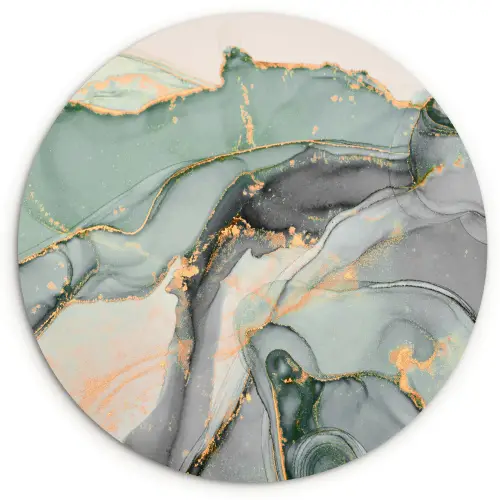 Goud - Marmer - Groen - luxe - Glitter - Marmerlook Wandcirkel kunststof plaat 5mm dik klein -3d