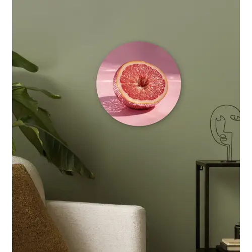 Grapefruit - Roze - Disco - Shiny Wandcirkel kunststof plaat 5mm dik klein -sfeer3