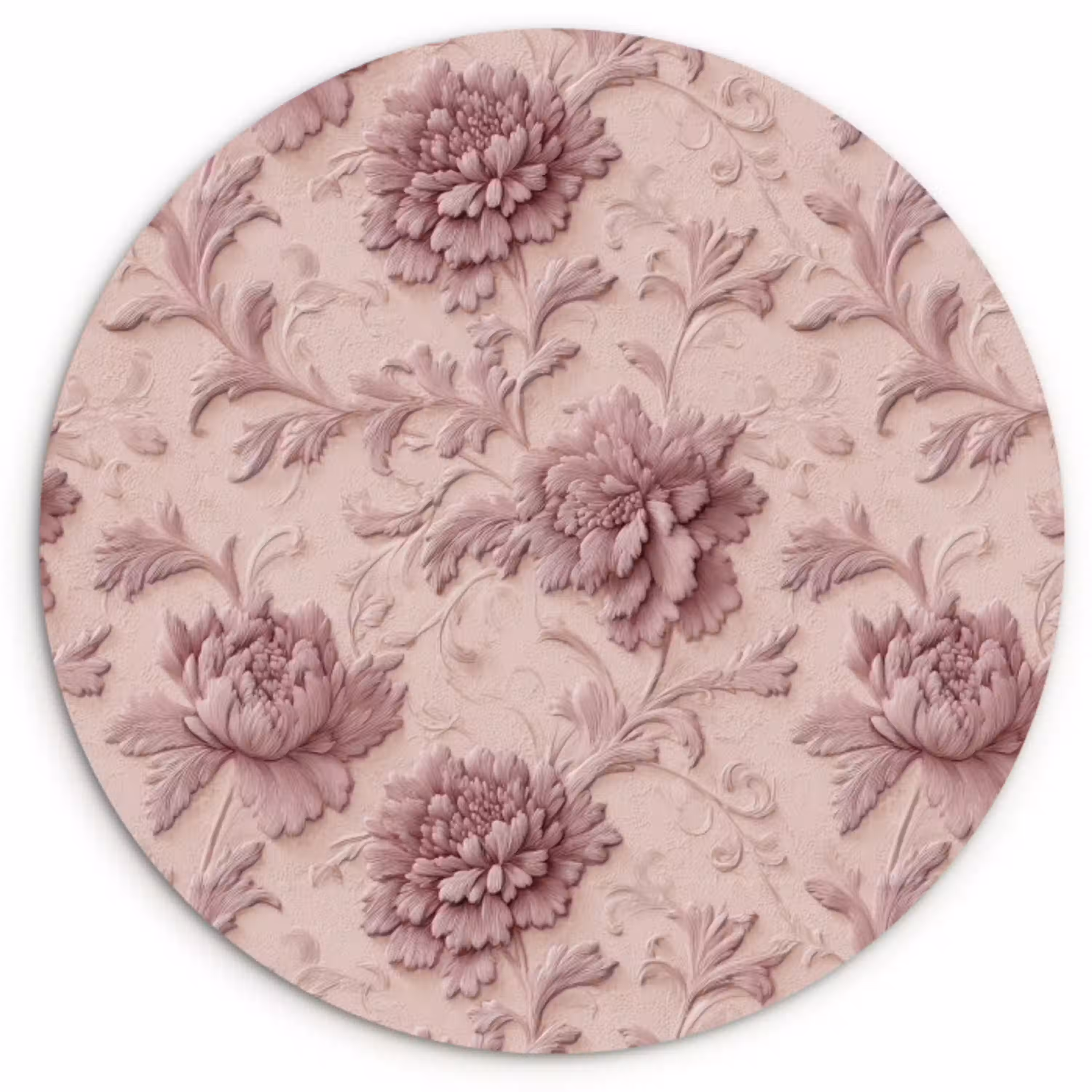 Reliëf - Pioenrozen - Roze Wandcirkel kunststof plaat 5mm dik klein 188 -3d