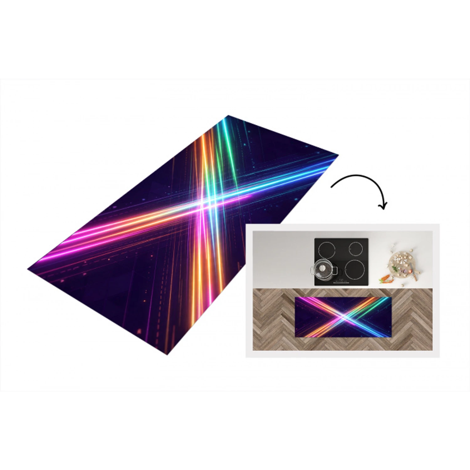 Kruisen - Lasterstralen - Neon Keukenloper - keukenmat middel -3d