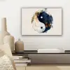 Yin Yang - Abstract - Zwart - Wit - Goud canvas 2cm klein -sfeer6