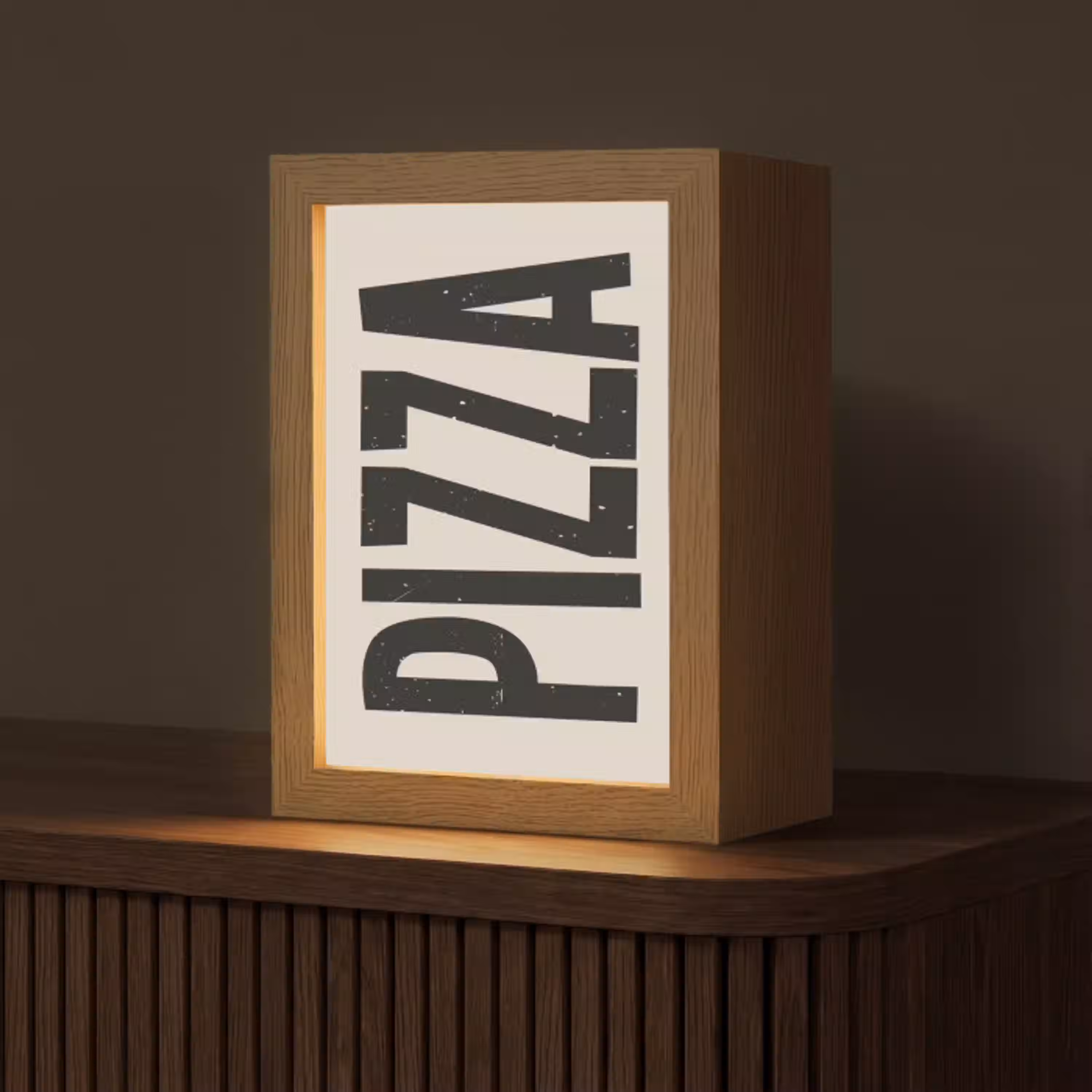 Pizza - Decoratie - Japandi - Vintage Light Box met kabel (Tafellamp) klein -z3d_website