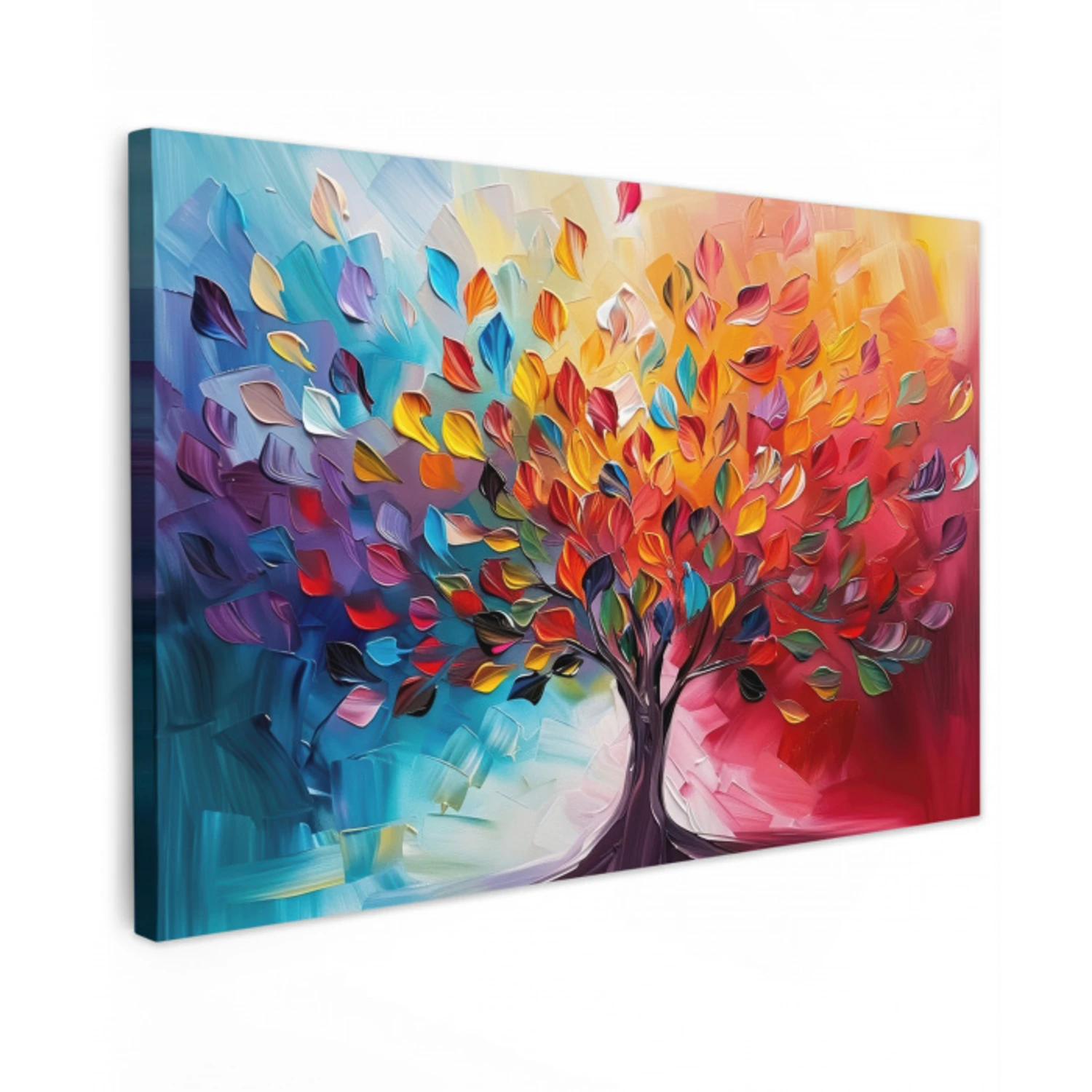 Boom - Levensboom - Kleurrijk - Abstract canvas 2cm klein -z3d