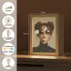 Vrouw - Beige - Bloem - Modern - Portret Light Box met kabel (Tafellamp) klein -USP_NL
