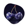 Porselein- Kersen - Delfts - Blauw Wandcirkel Organisch Aluminium middel -3d