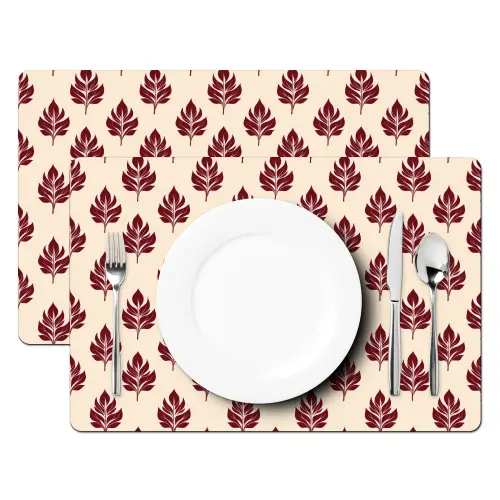 Botanisch - Patroon - Bordeaux Placemat vinyl groot 368 -zzsfeer2_Kitchenyeah-website