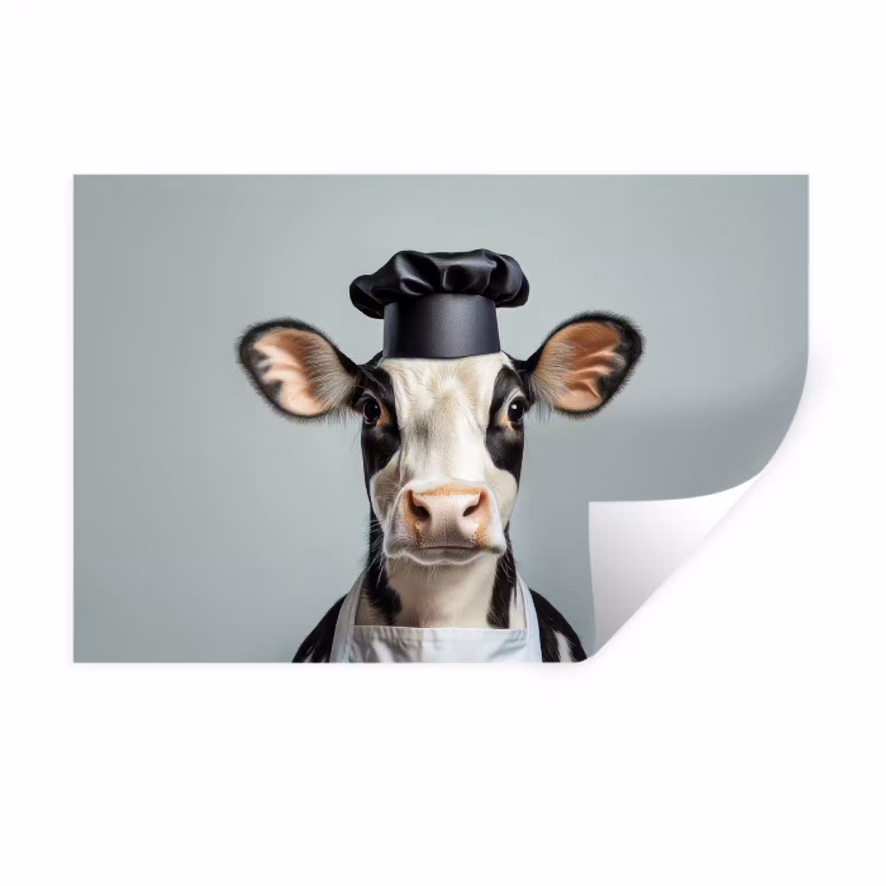 Koe - Zwart - Wit - Kok Muursticker klein -3d