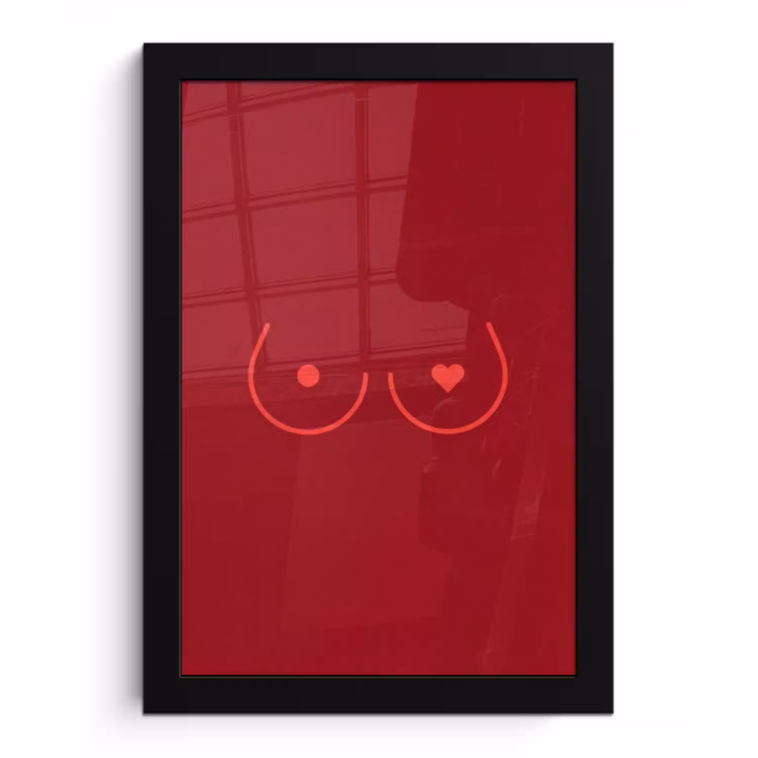 Minimalistisch - Lijnillustratie - Rood fotolijst zwart zonder passe partout klein -3d