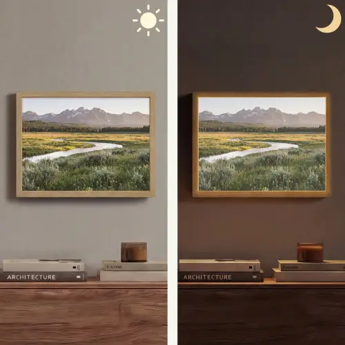 Berglandschap - Rivier - Bos Light Box met batterij (Wandlamp) middel -sfeer3