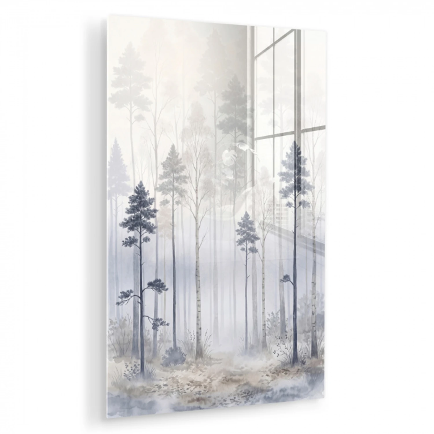 Bos - Bomen - Mist - Natuur - Illustratie - Grijs plexiglas 5mm klein -zzzproduct_nieuw