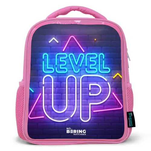 Neonletters op een bakstenen muur Kinderrugzak - Roze middel -3d